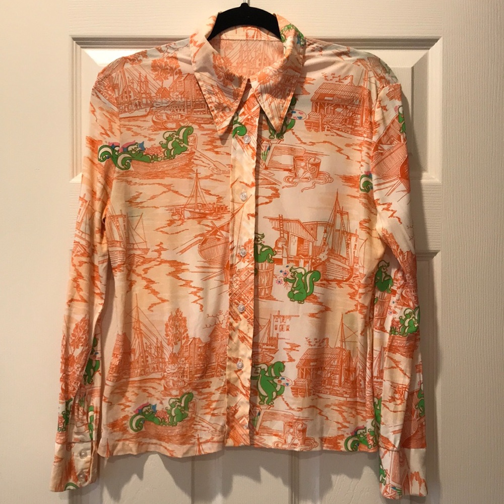 Vintage Button Down Shirt - Skunks in Love ❤️